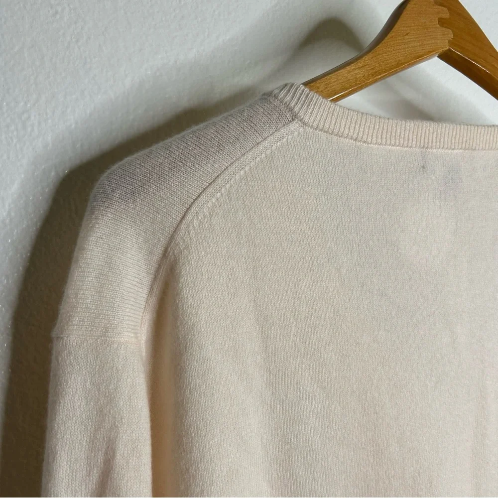 NWT J. Crew 100% Cashmere V - Neck Heathered Blush Oversized Sweater
